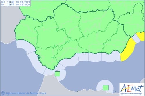 Nivel amarillo por fenómenos costeros en la vecina provincia de Almería