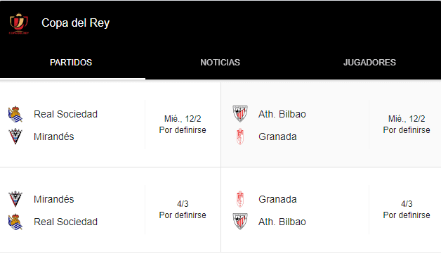 El Granada CF se enfrentará al Ath. Bilbao en semifinales de la Copa del Rey