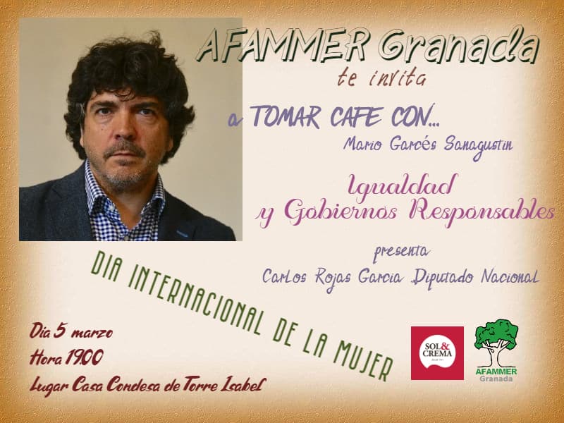 El diputado popular, Garcés Sanagustín, en ‘Tomar café con…’ de  AFAMMER Granada