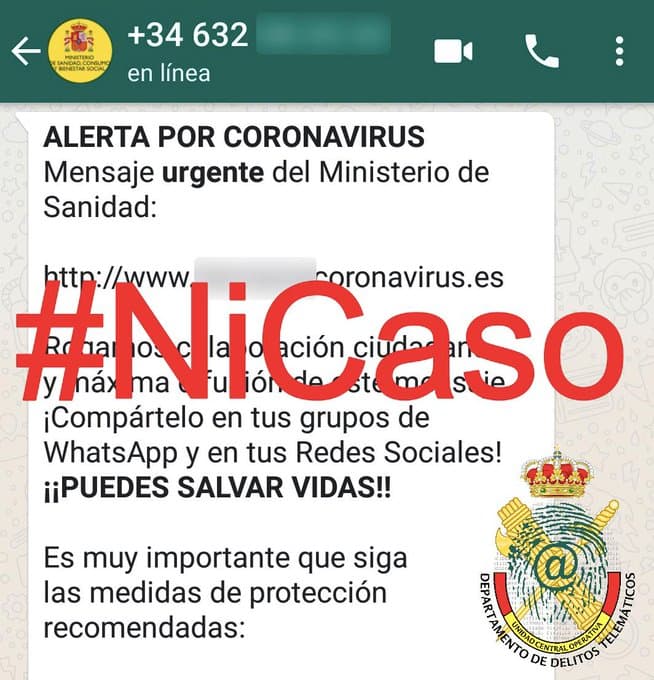 Estafas por Whatsapp a cuenta del coronavirus