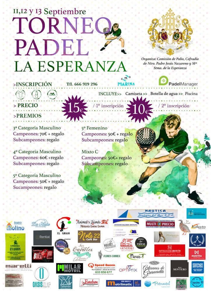 Torneo de padél La Esperanza organizado por la Comisión de Palio de la Cofradía del Nazareno