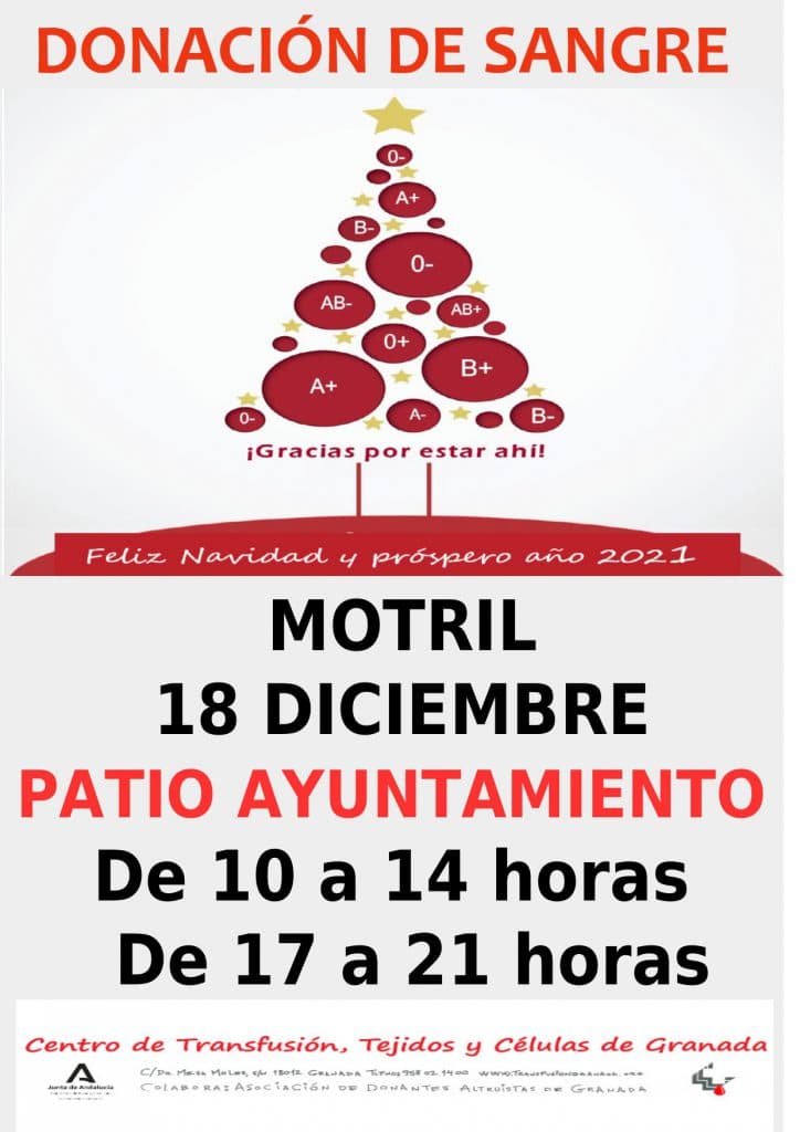 Viernes 18: una nueva jornada de solidaridad con la donación de sangre en el patio del Ayuntamiento de Motril