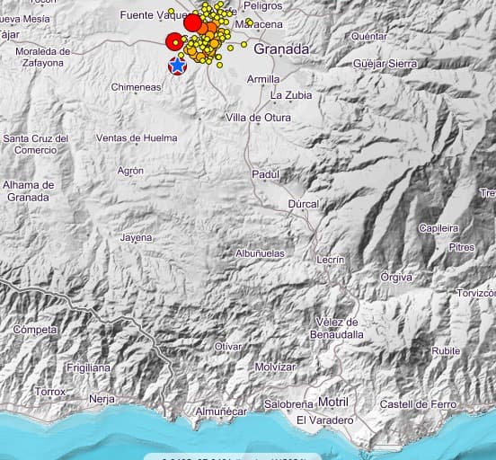 La tierra vuelve a temblar en Granada en 4 ocasiones en un intervalo de veinte minutos