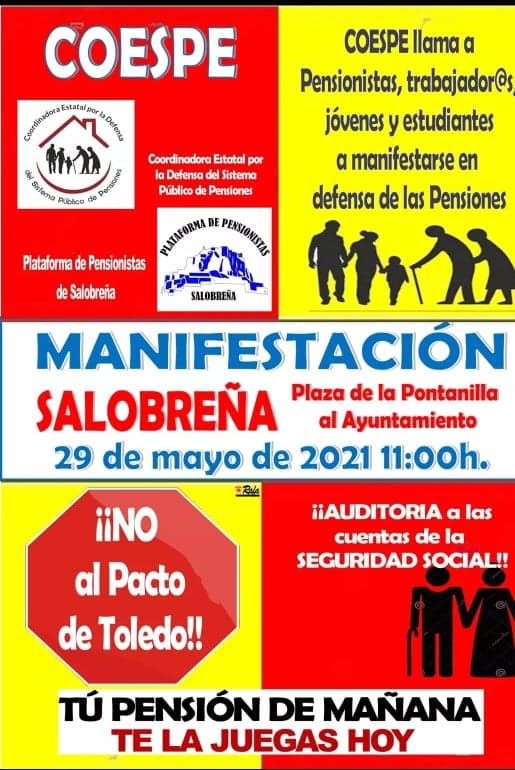 COESPE se manifestará en Salobreña en defensa del Sistema Público de Pensiones: «Tú pensión de mañana, te la juegas hoy»