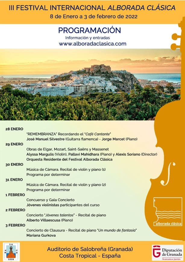 La III edición del Festival de Música ‘Alborada Clásica’ se celebrará en Salobreña del 28 de enero al 3 de febrero