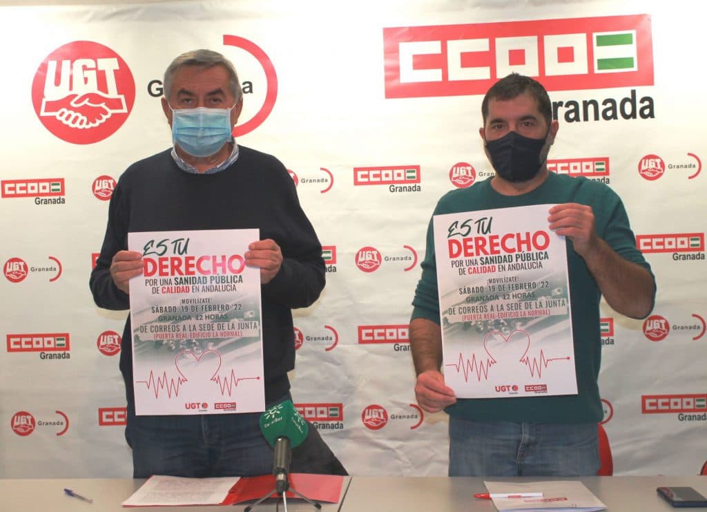 CCOO y UGT llaman a la movilización el próximo 19F en Granada, en defensa de la sanidad pública