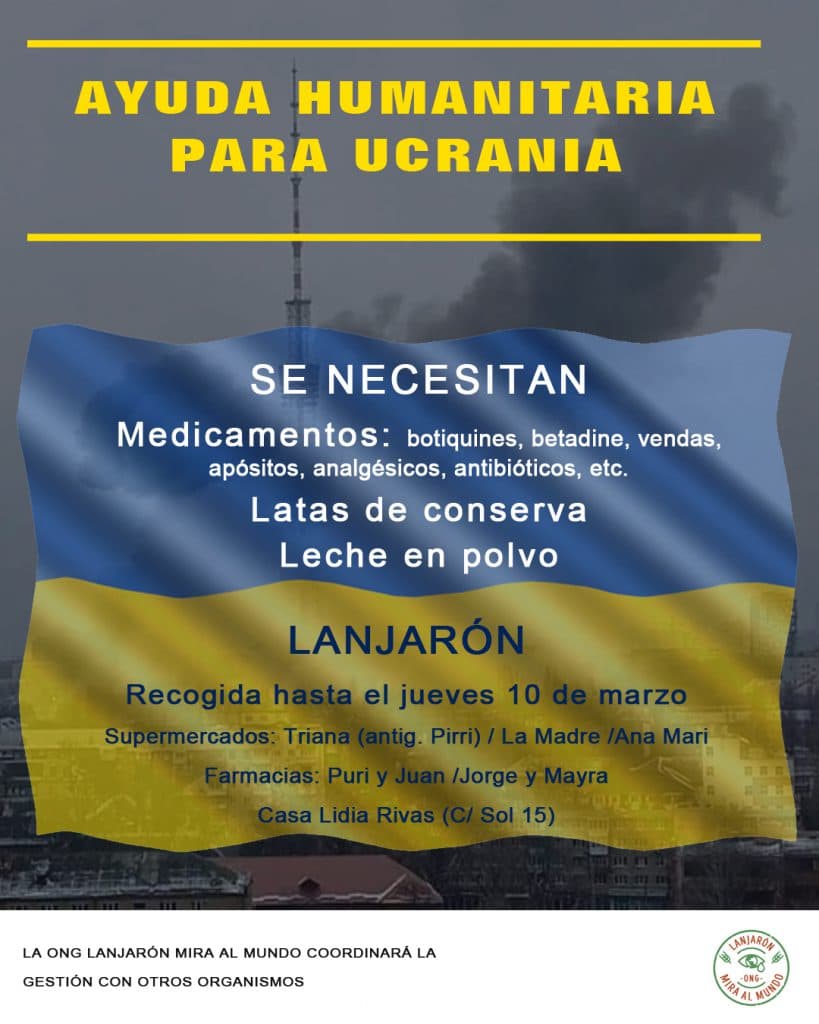 La ONG ‘Lanjarón Mira al Mundo’ coordina una campaña humanitaria para Ucrania