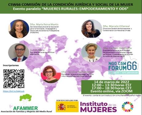 AFAMMER dará voz a las mujeres rurales ante Naciones Unidas