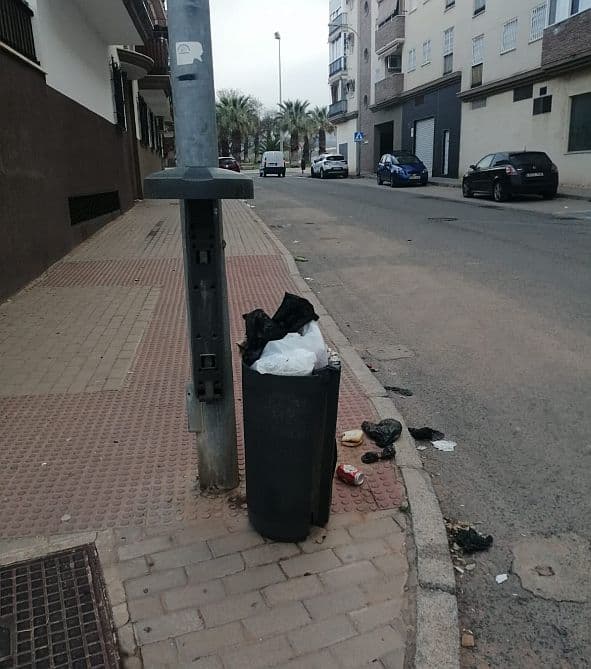 El PSOE evidencia las quejas ciudadanas por «la falta de limpieza en Los Álamos, donde las papeleras están sin vaciar desde hace días»