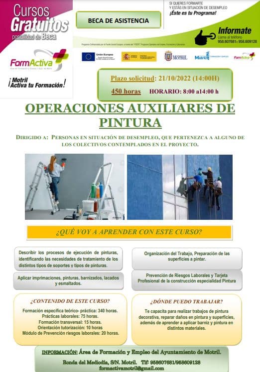 Formación y Empleo de Motril abre el plazo de solicitud de ‘Operaciones auxiliares de pintura’