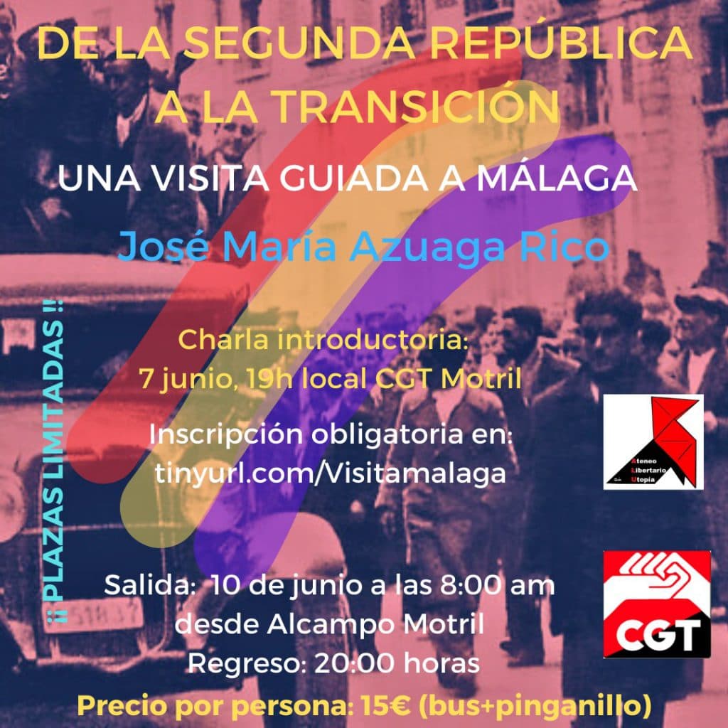 El Ateneo Libertario Utopía programa una visita guiada a Málaga desde la ‘Segunda República a la Transición’