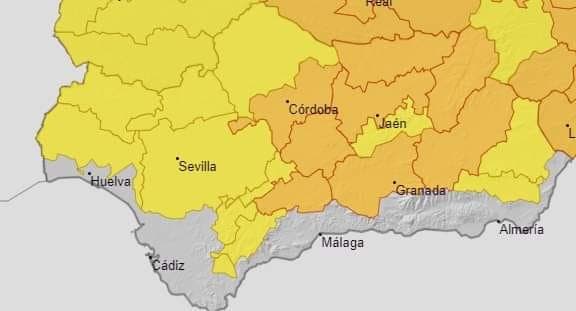 AEMET ha activado nivel naranja en Córdoba, Granada, Jaén y Málaga, con máximas que alcanzarán los 42 grados