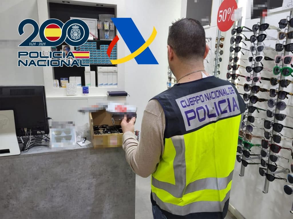 Intervenidas falsificaciones de gran calidad de una conocida marca de gafas de sol por valor de 43.000 euros que vendía una cadena de ópticas