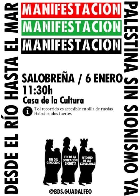 El Colectivo BDS Guadalfeo se manifiesta el 6 de enero en Salobreña en defensa del pueblo Palestino