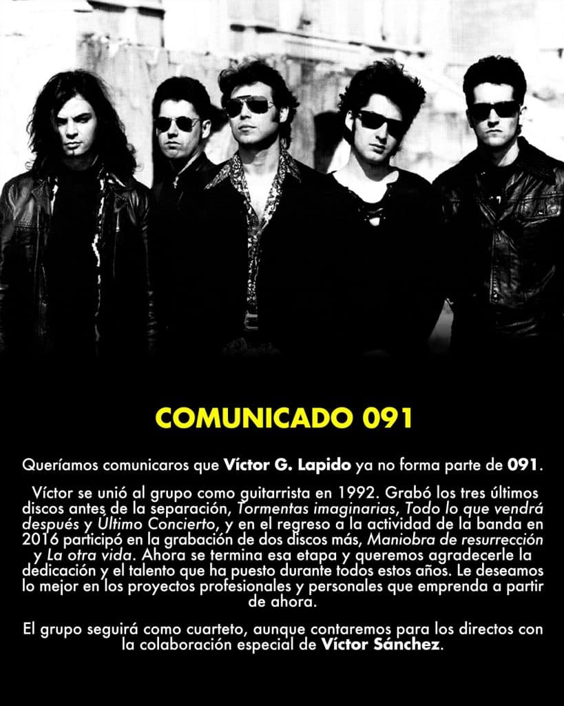 Víctor G. Lapido, deja el grupo 091