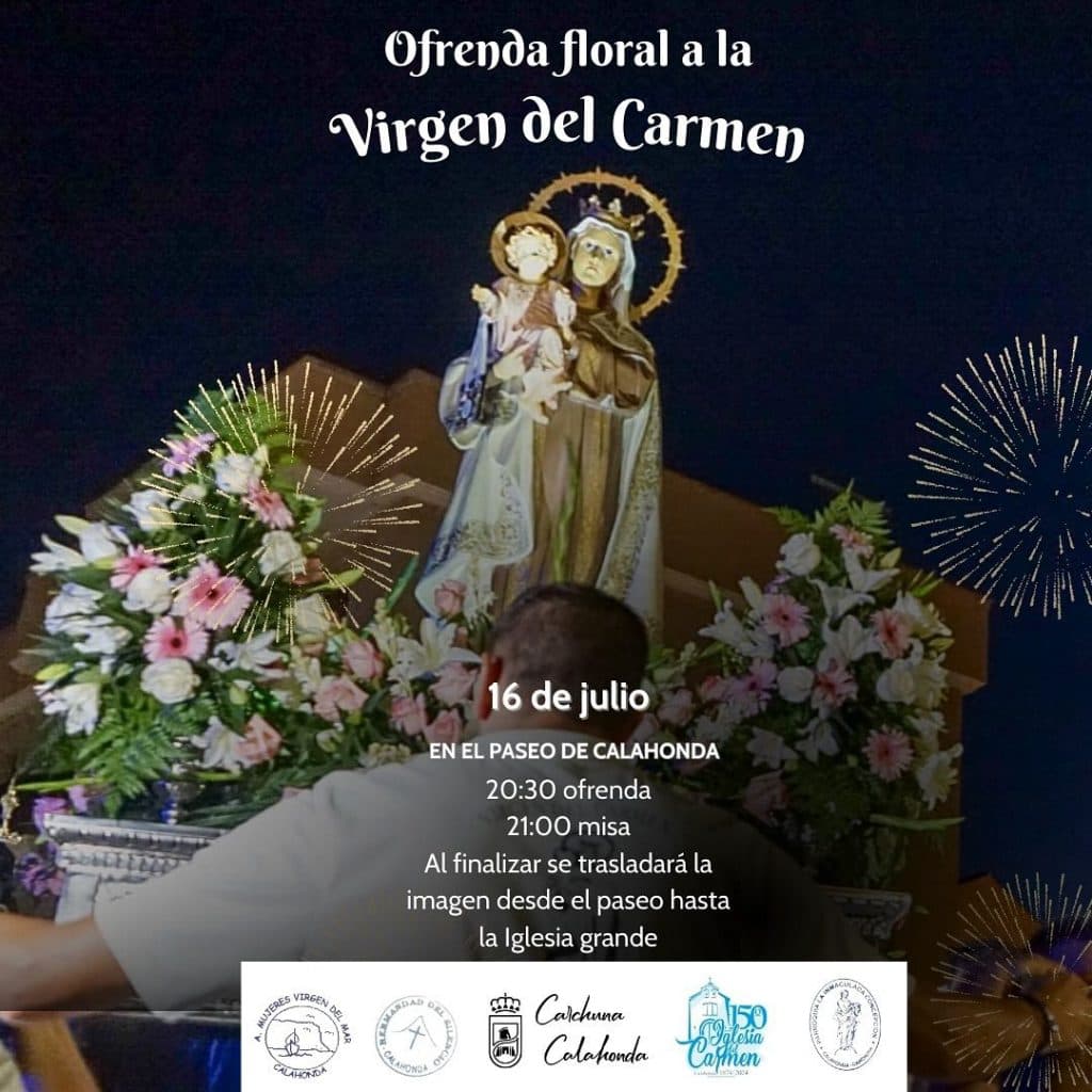 Ofrenda floral a la Virgen del Carmen en Calahonda
