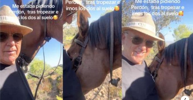 El emotivo consuelo de un hombre a su caballo que le pide perdón por haberse caído los dos al suelo durante un paseo: “A partir de hoy será mi héroe”