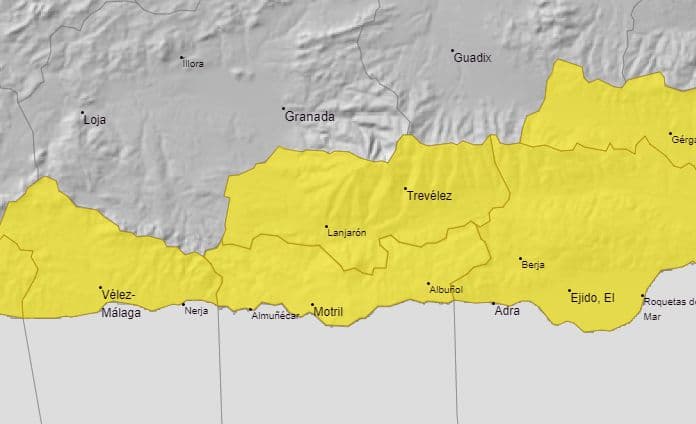 Costa Tropical y Alpujarra en aviso amarillo por lluvias y tormentas