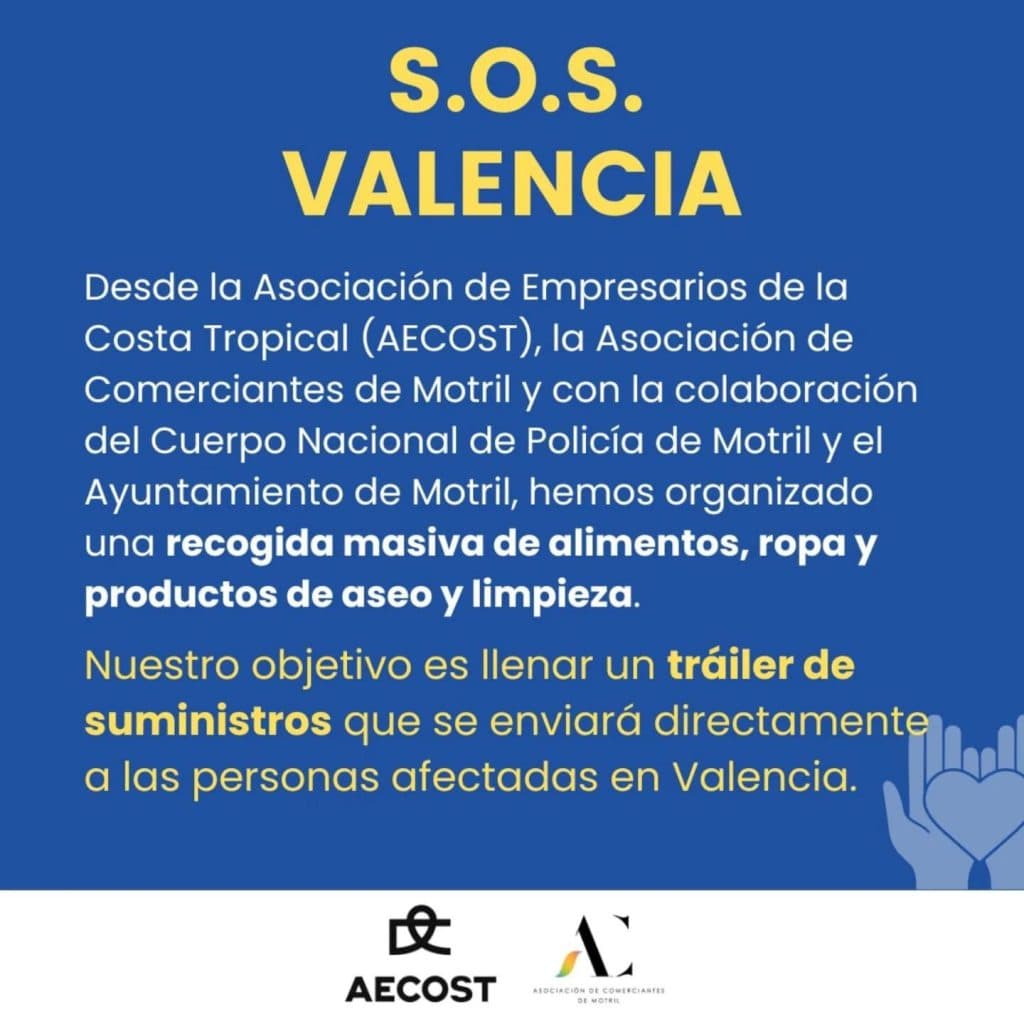 Empresarios, comerciantes, instituciones y cuerpos de seguridad de Motril llaman a la solidaridad con Valencia