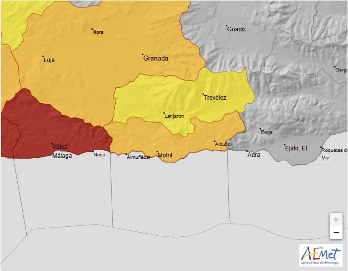 La Costa Tropical pasa a nivel naranja por fuertes lluvias
