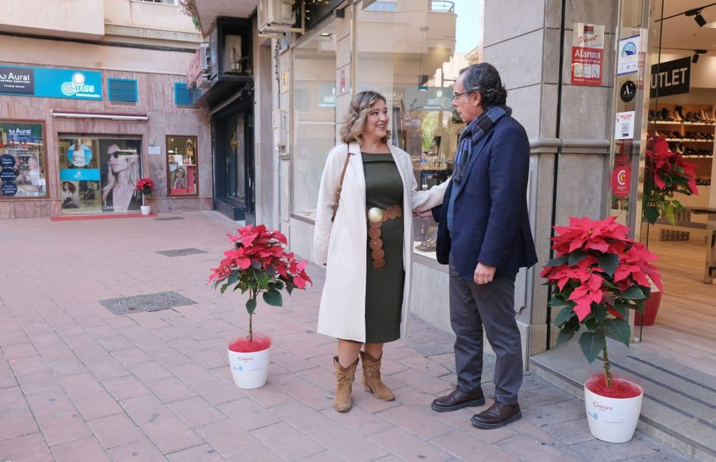 La Cámara de Comercio de Motril adorna los comercios de la ciudad con el reparto de cientos de pascueros por Navidad
