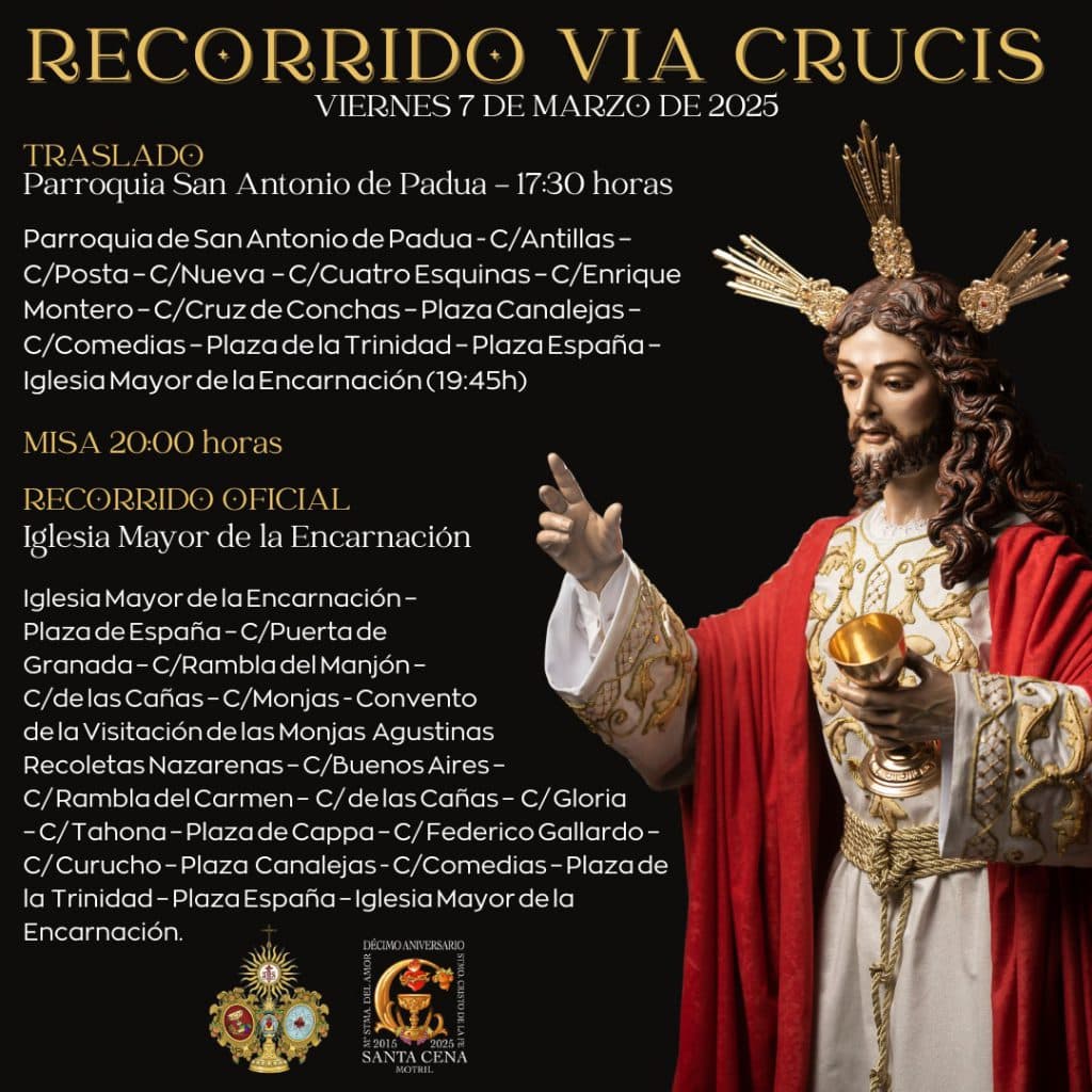 El Santísimo Cristo de la Fe presidirá el Vía Crucis Oficial de la Agrupación de HHCC de Semana Santa de Motril