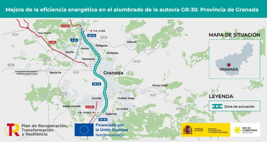 Transportes adjudica por 3 millones de euros las obras para mejorar la eficiencia del alumbrado en la autovía GR-30