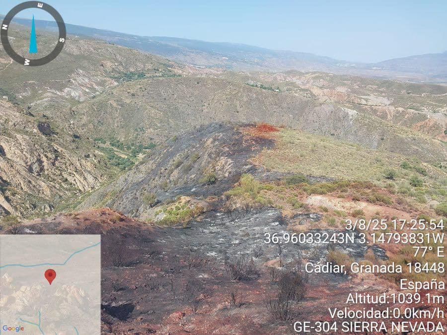 El Infoca da por controlado el incendio forestal de Cádiar