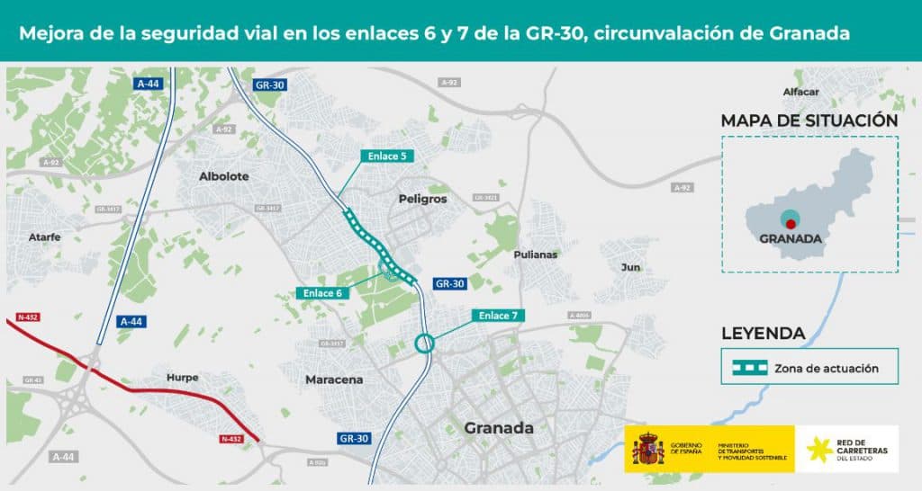 Transportes aprueba el proyecto de trazado para mejorar la seguridad vial en los enlaces 6 y 7 de la GR-30 con una inversión de 6 millones de euros