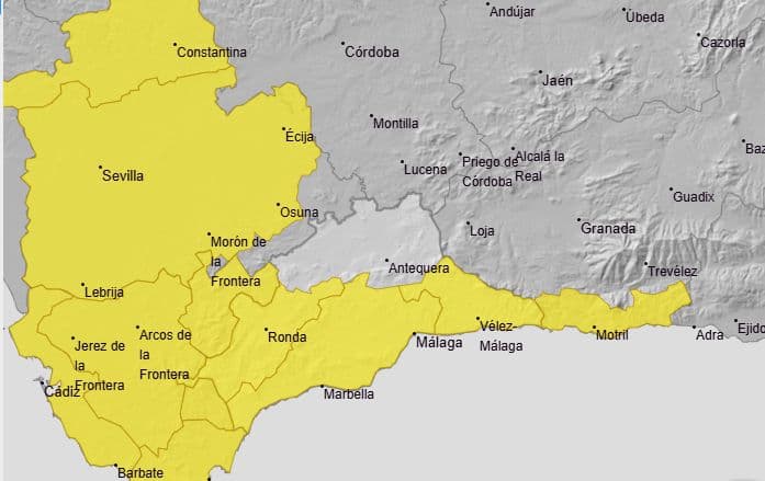 AEMET activa aviso amarillo por lluvias y tormentas en la Costa Tropical