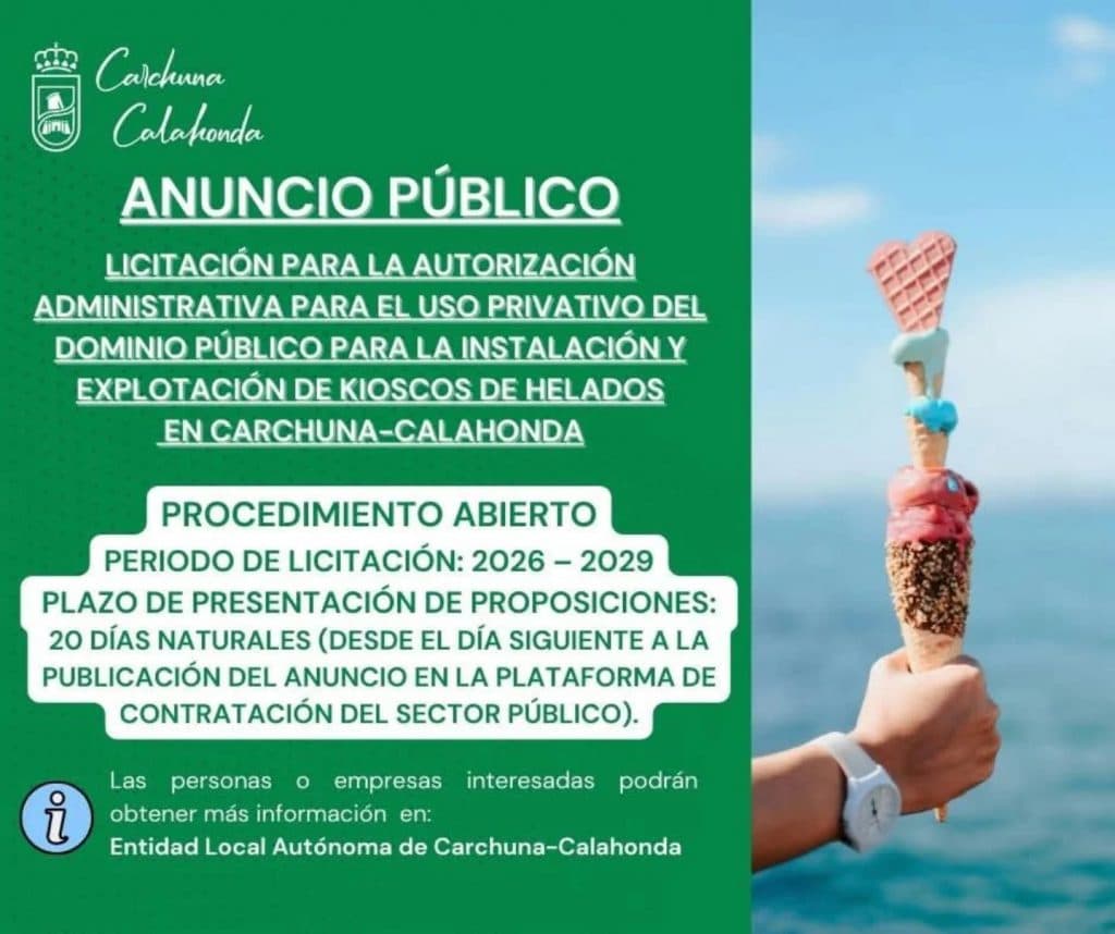 La ELA de Carchuna-Calahonda anuncia la licitación para para la instalación y explotación de kioscos de helados