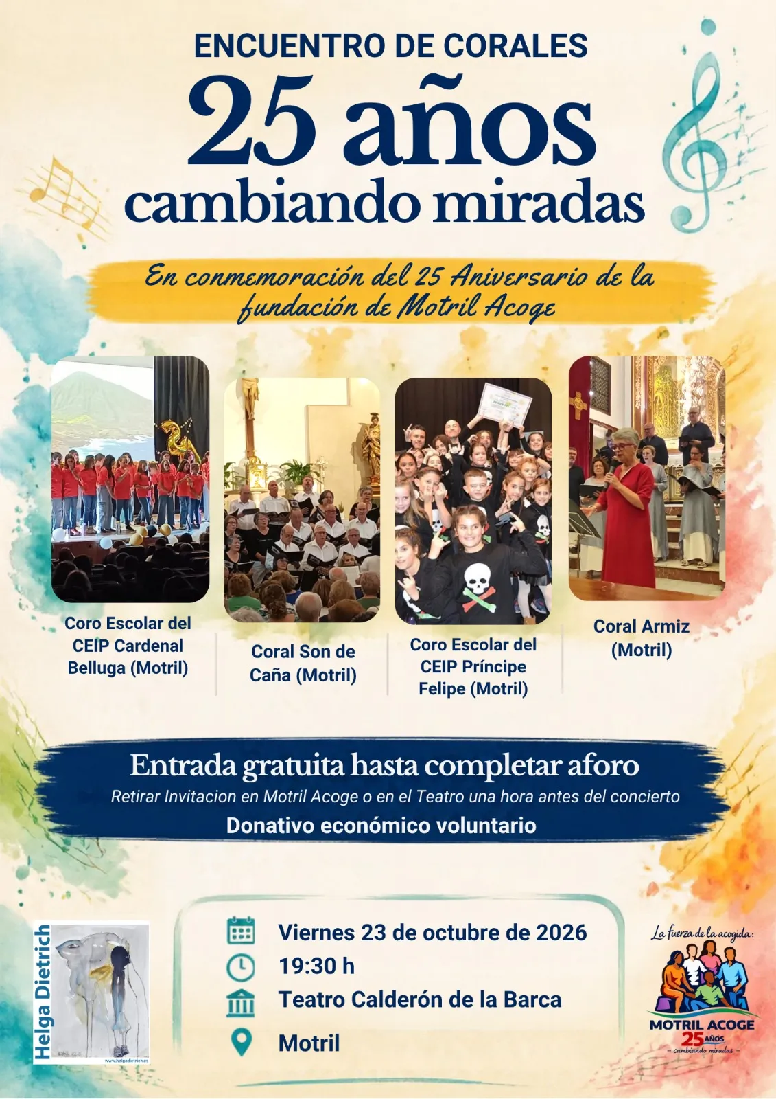 La asociación ‘Motril Acoge’ presenta un concierto de corales que se celebra este viernes 23, a las siete y media de la tarde, en el teatro Calderón