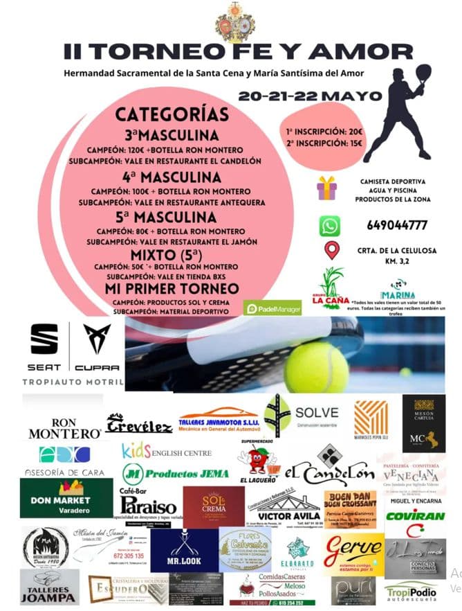 Torneo de pádel Fe y Amor, organizado por la Hermandad de la Santa Cena de Motril