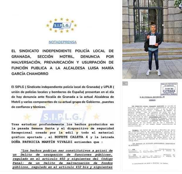 El PSOE pide a Luisa García Chamorro que «deje de avergonzar a Motril y dimita» tras conocer la nueva denuncia de la Policía Local ante la Fiscalía por presunta malversación, prevaricación y usurpación de la función pública