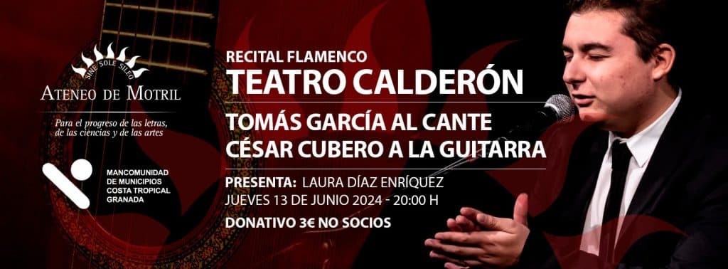 El Ateneo de Motril organiza un recital flamenco con Tomás García al cante y César Cubero a la guitarra