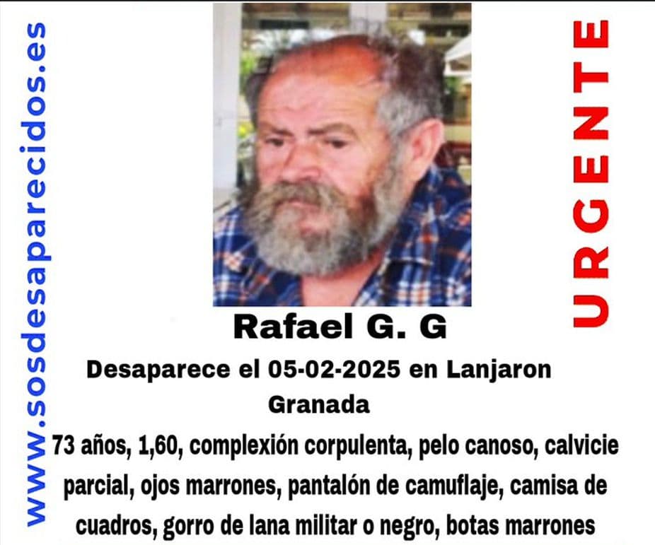Convocan una batida para buscar a un vecino de Lanjarón desaparecido desde hace 15 días