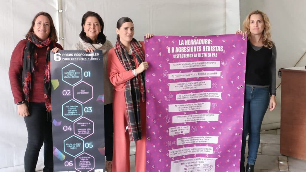 Las campañas Consumo Responsable de Alcohol y 0´0 Agresiones Sexistas, presentes en las fiestas de La Herradura