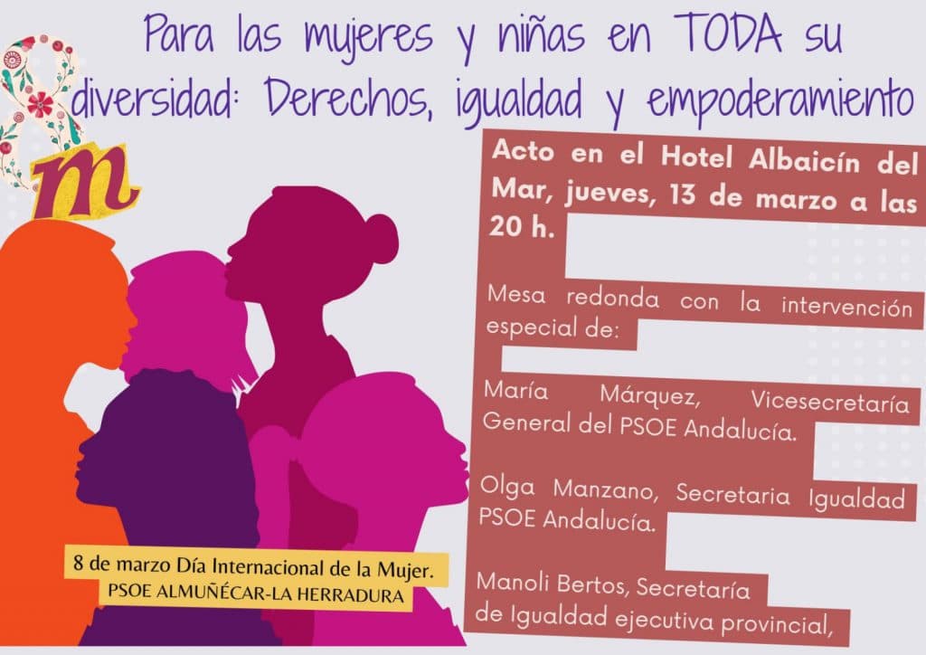 El PSOE de Almuñécar cree fundamental trabajar, desde lo local, por la igualdad de género para crear una sociedad sana en todos sus ámbitos