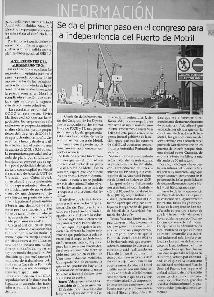 Autoridad Portuaria de Motril: “20 años de travesía”