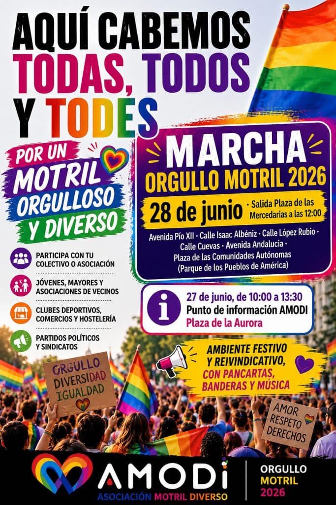 AMODI invita a la ciudadanía y a los municipios de la Costa Tropical a participar en la ‘Marcha del Orgullo Motril 2026’