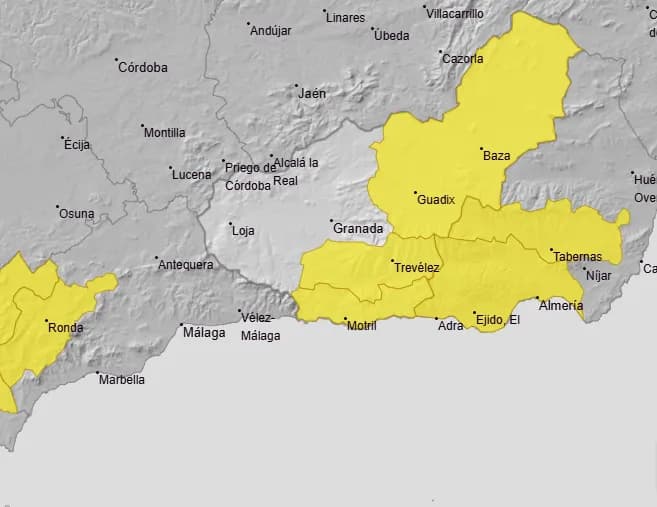 EL TIEMPO: Aviso amarillo por lluvias y tormentas en la Costa, Alpujarra y norte provincial