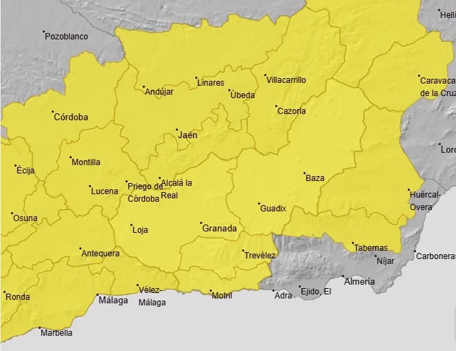 EL TIEMPO: Toda la provincia de Granada en aviso amarillo por lluvias y tormentas