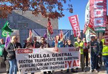 «100% de seguimiento en una nueva jornada de huelga en el transporte de viajeros por carretera, para exigir el reconocimiento de coeficientes reductores y jubilación parcial anticipada para los conductores»